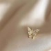 S925 Silver Needle Ear Needle Full Diamond Small Butterfly Earrings Female No Ear Hole Ear Clip Fairy Personality Earbone Clip