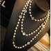 Sweater Chain Long Korean Japanese Korean Autumn And Winter Versatile Korean Version Rose Gold Plated Four Leaf Grass Double Layer Pearl Necklace For Women