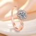 Xiaohongshu Same Style Ring For Women 1 Carat Imitation Mosang Diamond Ring Rich And Noble Flower Stamen Open Ring For Women Fashion Jewelry