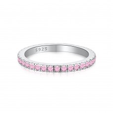 Cross Border S925 Sterling Silver Ring Women's Full Sky Star Colorful Zircon Single Row Diamond Women's Ring Overlapped Simple Foreign Trade Finger Ring