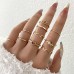 European And American New Butterfly Diamond Ring Mixed Batch Pearl Ring Female Leaf Love Chain Joint Ring Set Of 22