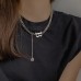 New European And American Women's Hip Hop Double Layer Layered Titanium Steel Geometric Necklace Design Sense Jewelry Trend INS Necklace For Women