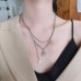 New European And American Women's Hip Hop Double Layer Layered Titanium Steel Geometric Necklace Design Sense Jewelry Trend INS Necklace For Women