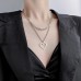 New European And American Women's Hip Hop Double Layer Layered Titanium Steel Geometric Necklace Design Sense Jewelry Trend INS Necklace For Women