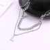 New European And American Women's Hip Hop Double Layer Layered Titanium Steel Geometric Necklace Design Sense Jewelry Trend INS Necklace For Women