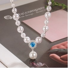 Sea Blue Treasure Pearl Silver Crushed Necklace With Female Minority Design, Advanced Temperament, Versatile Pendant, 2024 Popular Light Luxury