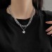 New European And American Women's Hip Hop Double Layer Layered Titanium Steel Geometric Necklace Design Sense Jewelry Trend INS Necklace For Women